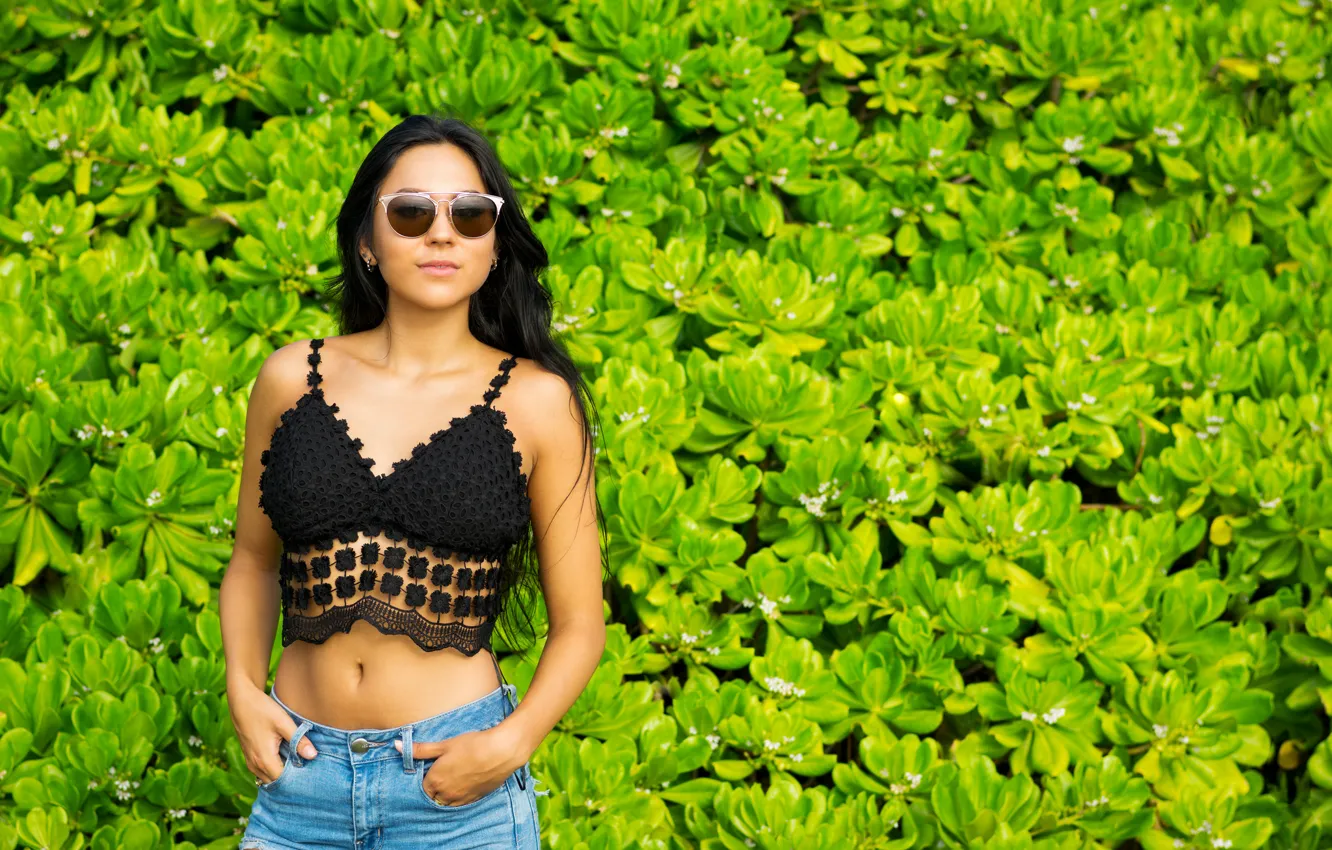 Фото обои девушка, стиль, фон, очки