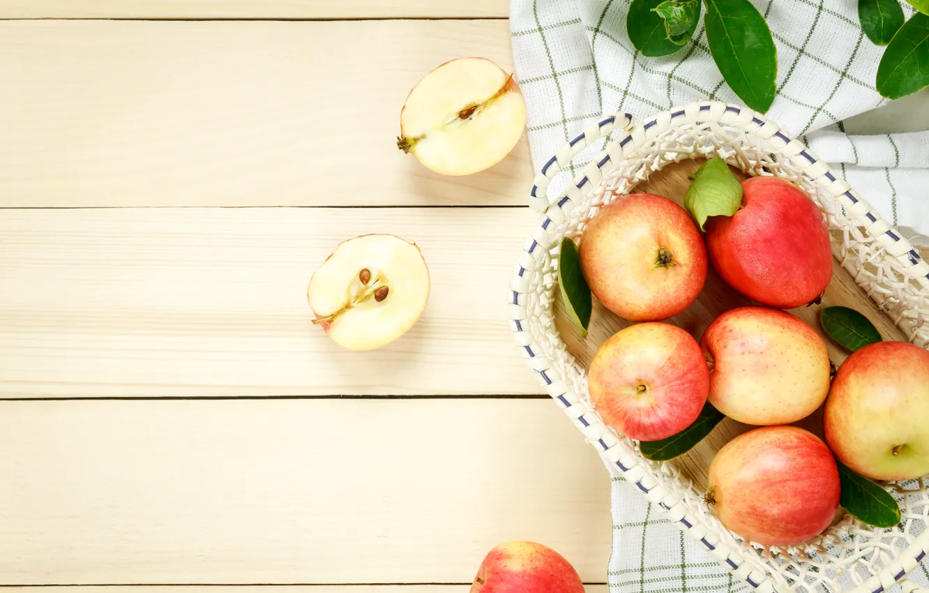 Фото обои листья, ветки, яблоки, фрукт