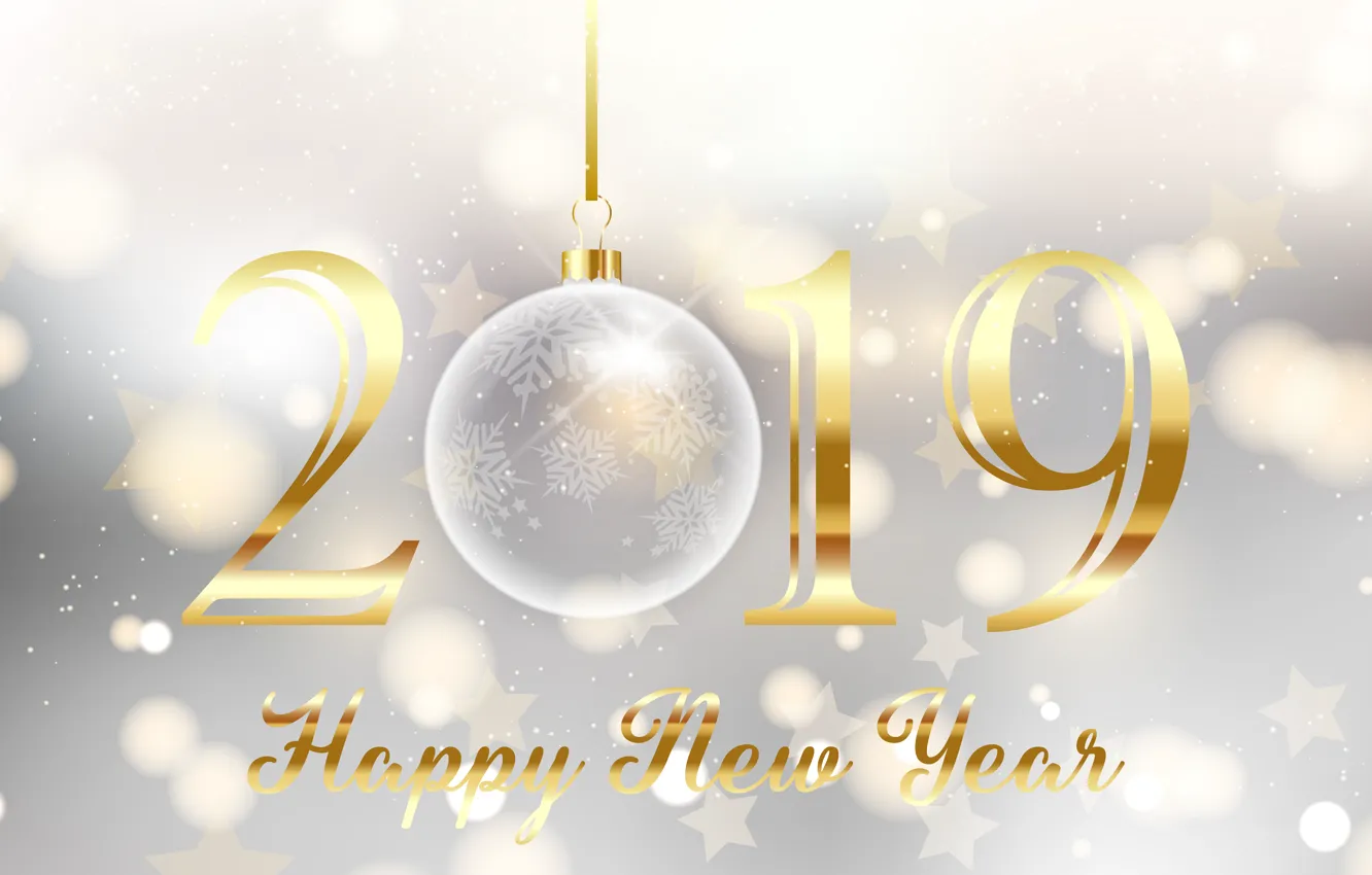 Фото обои фон, праздник, шар, Новый год, 2019