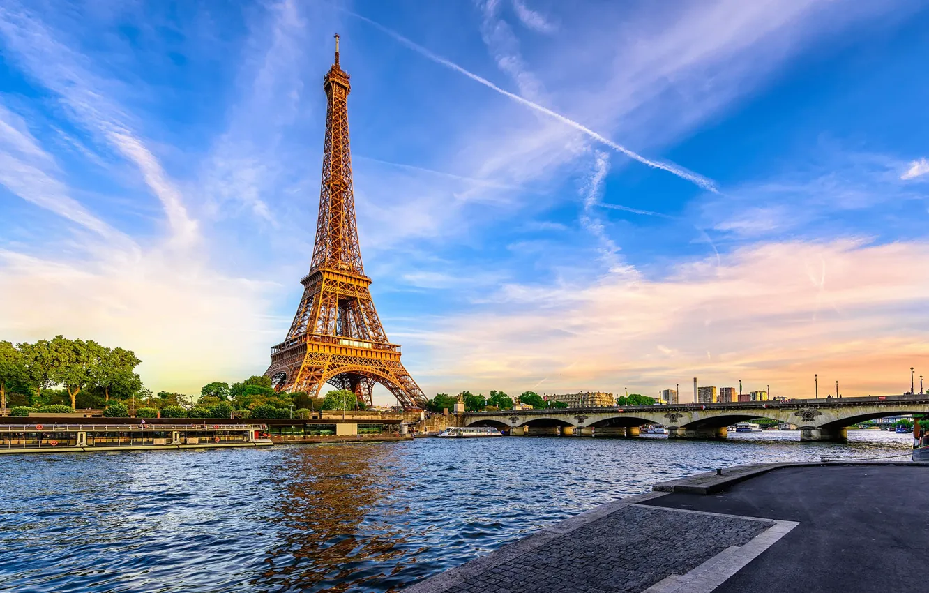 Фото обои эйфелева башня, Париж, Мост
