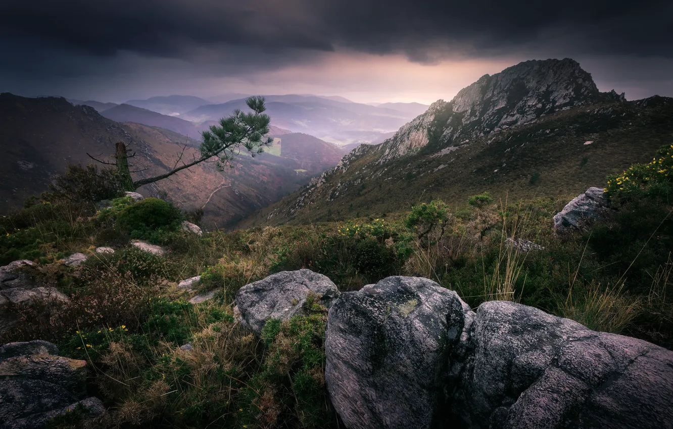 Фото обои горы, Испания, Spain, Asturias, Villayon