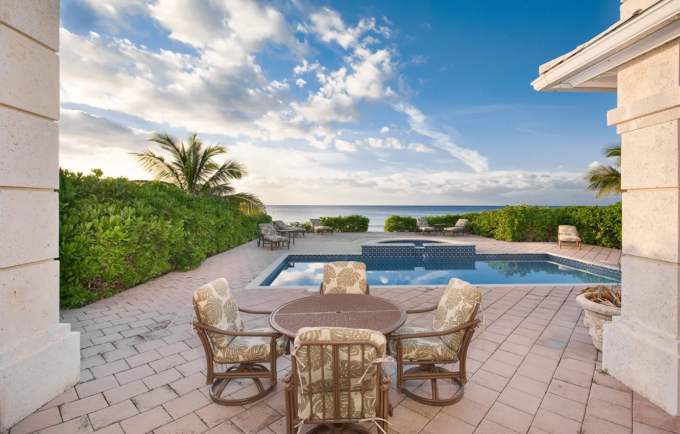 Фото обои pool, ocean, home, luxury, bahamas