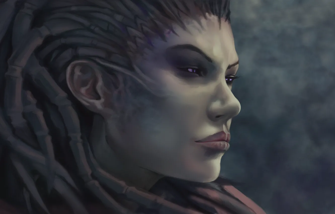 Фото обои лицо, zerg, Sarah Kerrigan, StarCraft, queen of blades