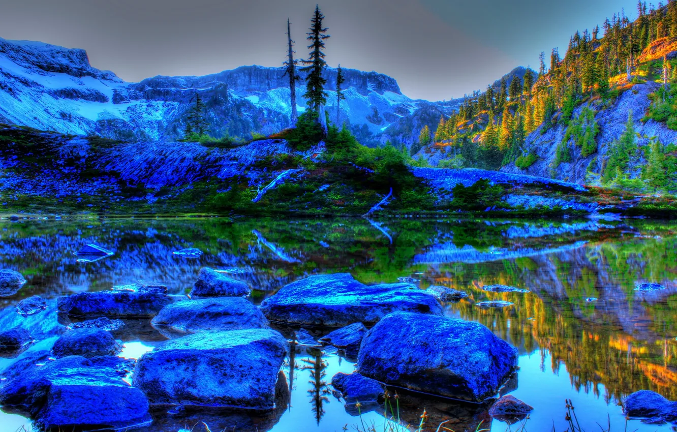 Фото обои пейзаж, природа, камни, фото, HDR, Вашингтон, США