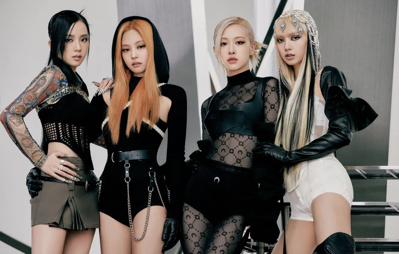 Фото обои музыка, девушки, Лиса, Дженни, наряды, попса, Blackpink, Южнокорейская гёрл-группа