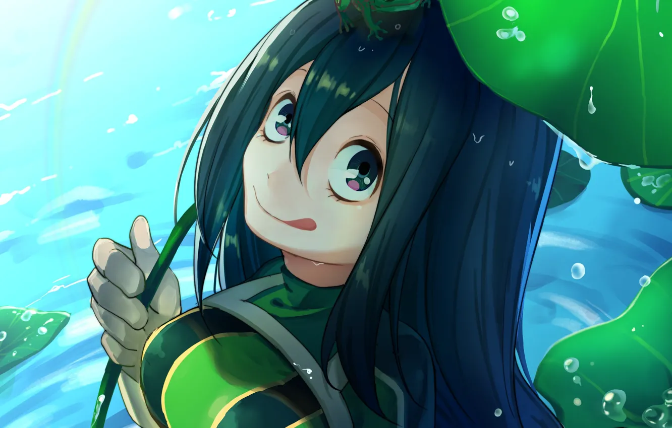 Фото обои девушка, лягушки, Boku no Hero Academia, Моя геройская академия, Asui Tsuyu