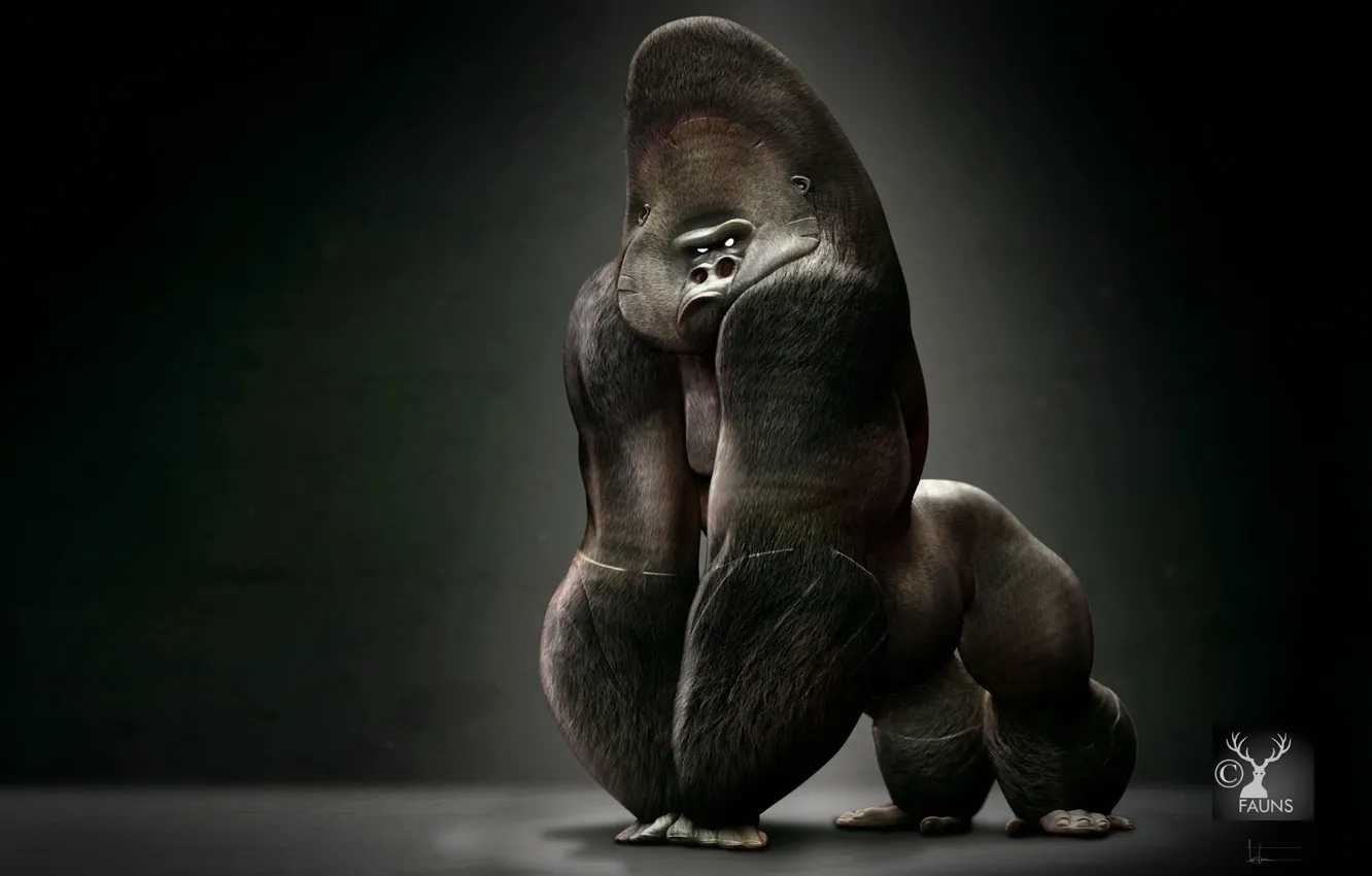 Фото обои сила, арт, обезьяна, горилла, качок, мышцы, Massa, JB Vendamme