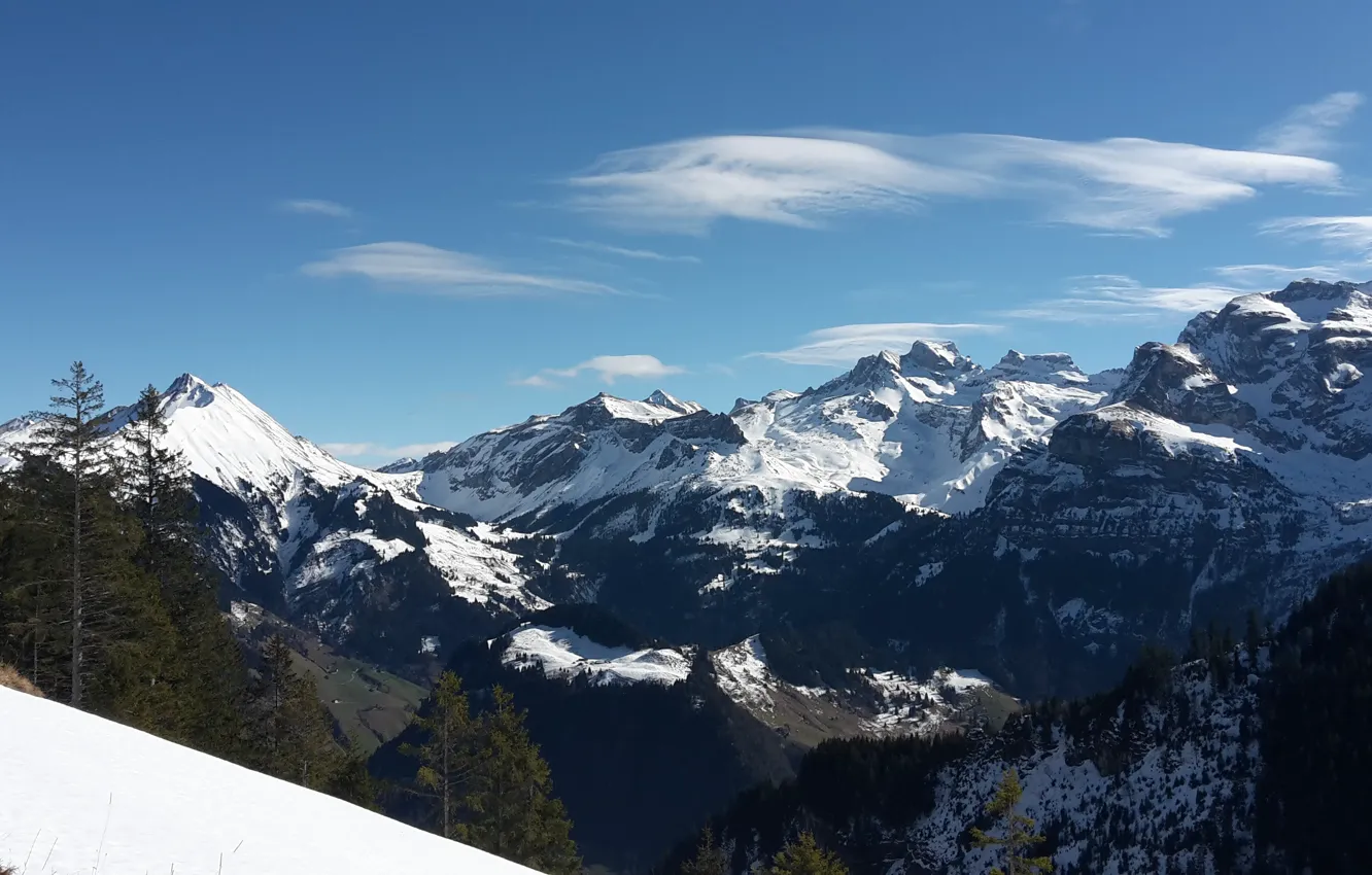 Фото обои Switzerland, snow, Alps