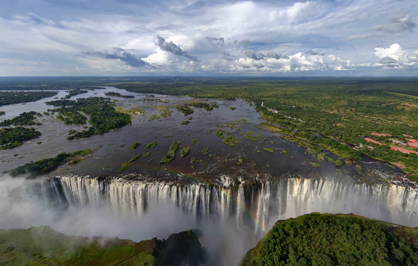 Фото обои брызги, водопад, радуга, Виктория, Африка