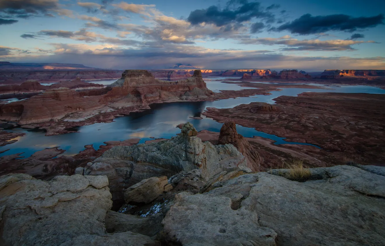 Фото обои пейзаж, закат, природа, река, каньон