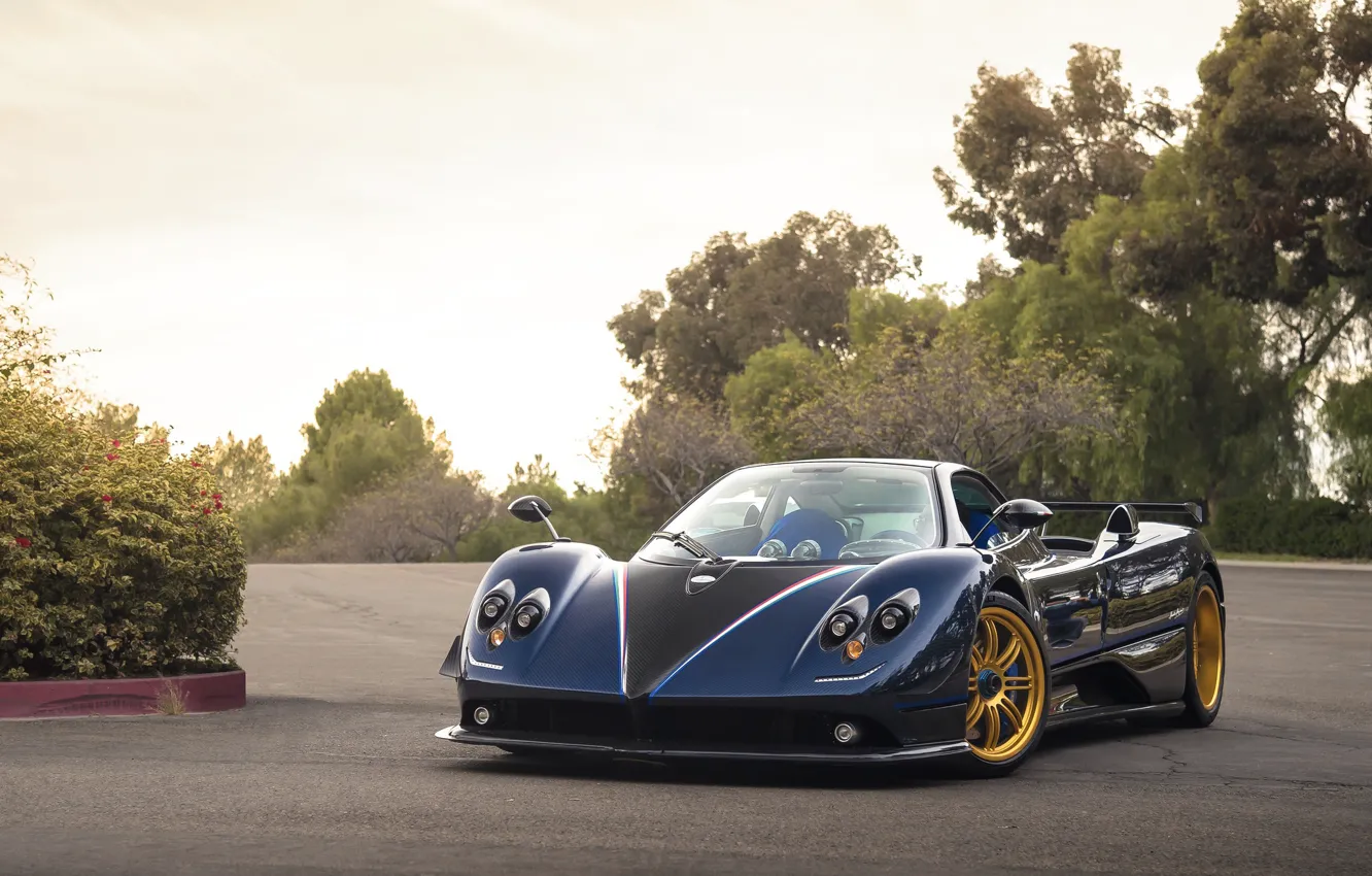 Фото обои Pagani, Carbon, Blue, Zonda