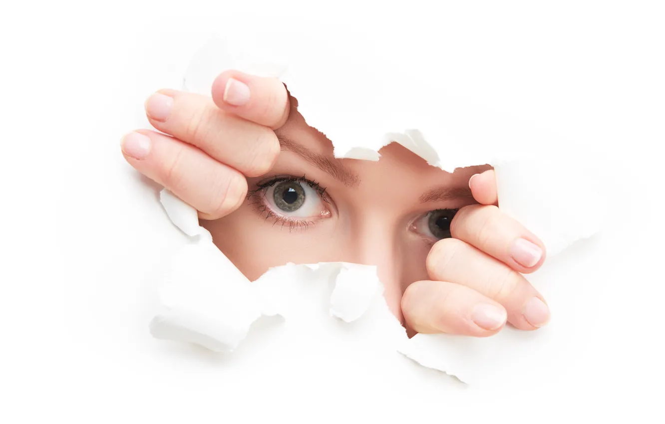 Фото обои woman, eyes, look, effect, paper