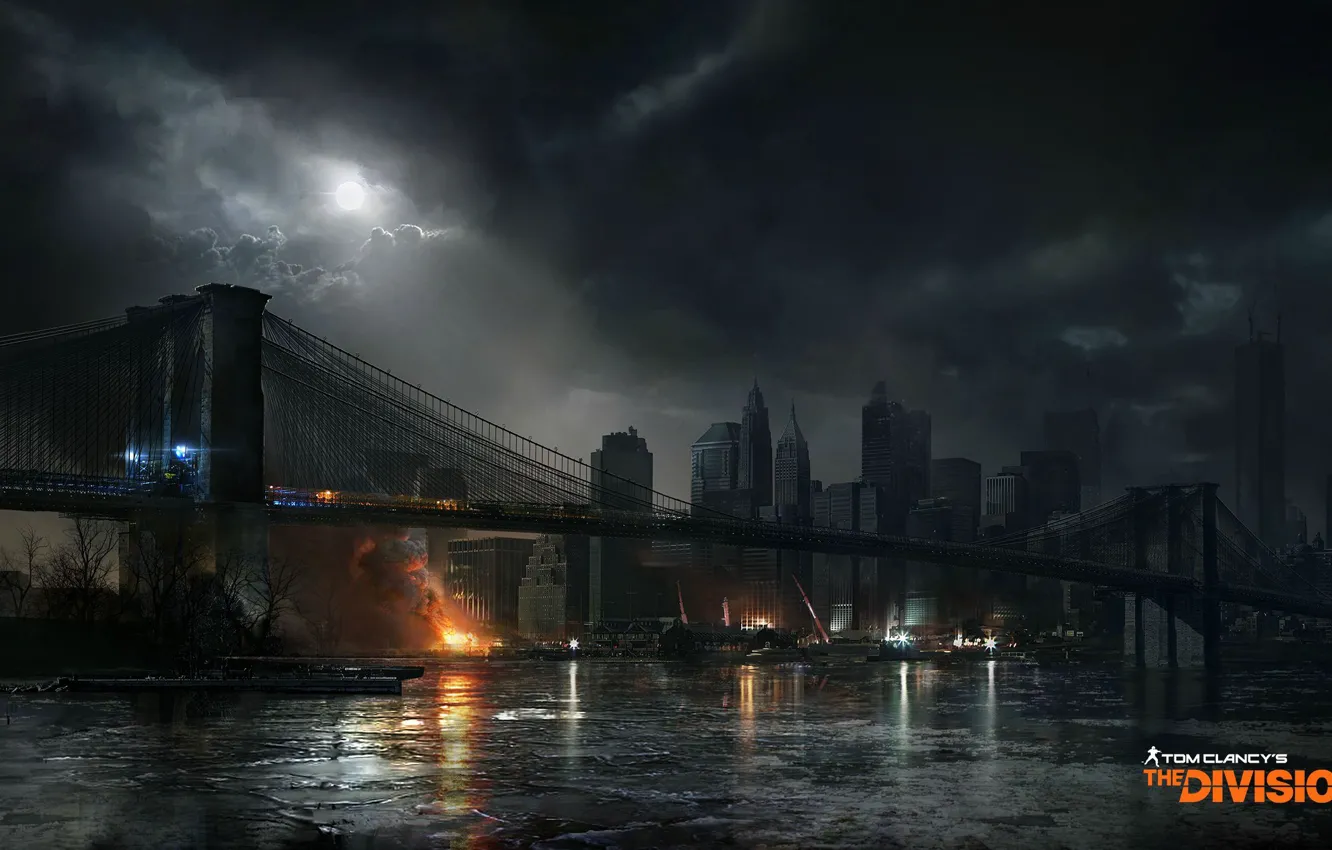Фото обои мост, город, арт, нью йорк, Tom clancy's the division