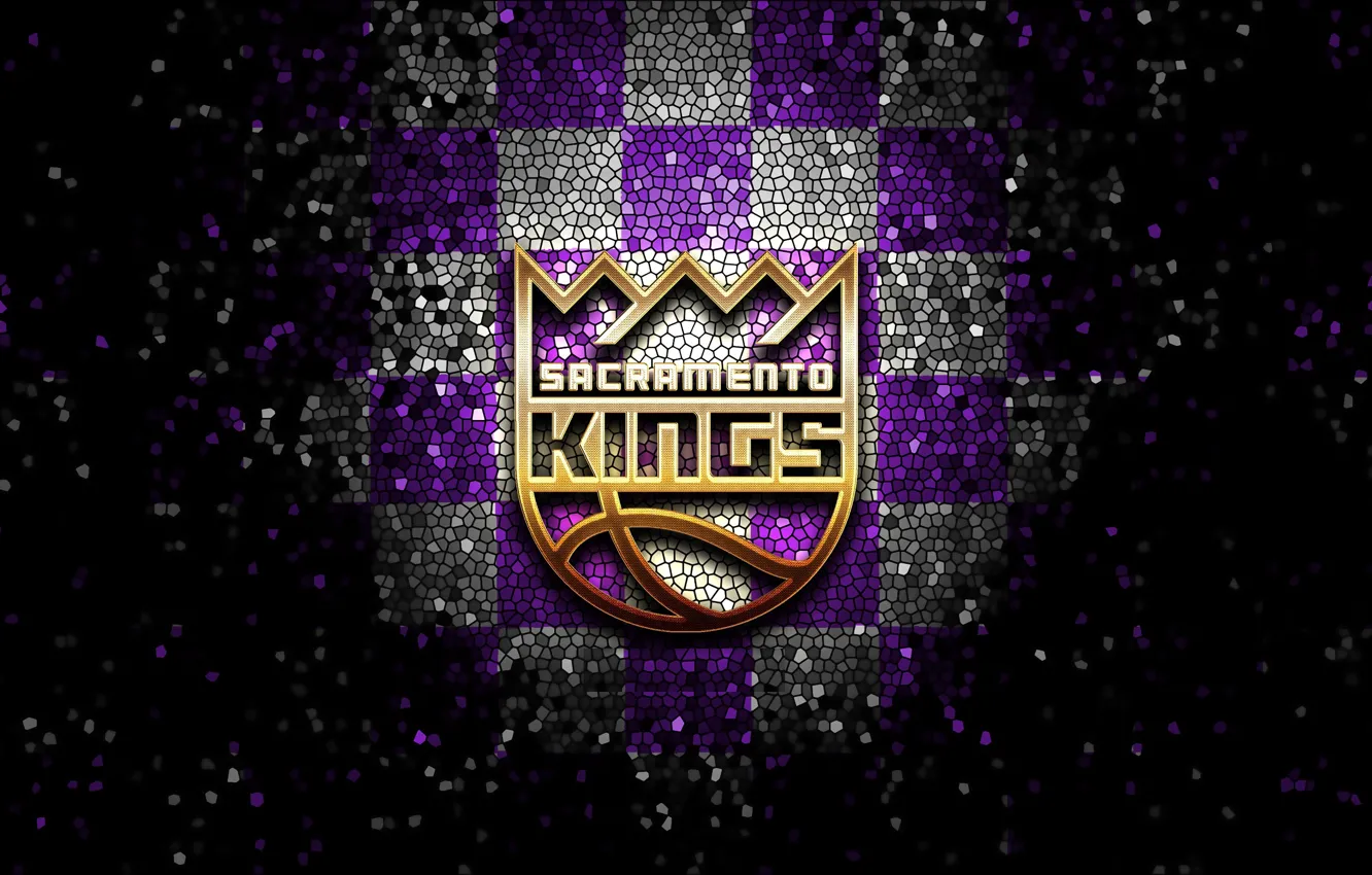 Фото обои wallpaper, sport, logo, basketball, NBA, Sacramento Kings, glitter, checkered