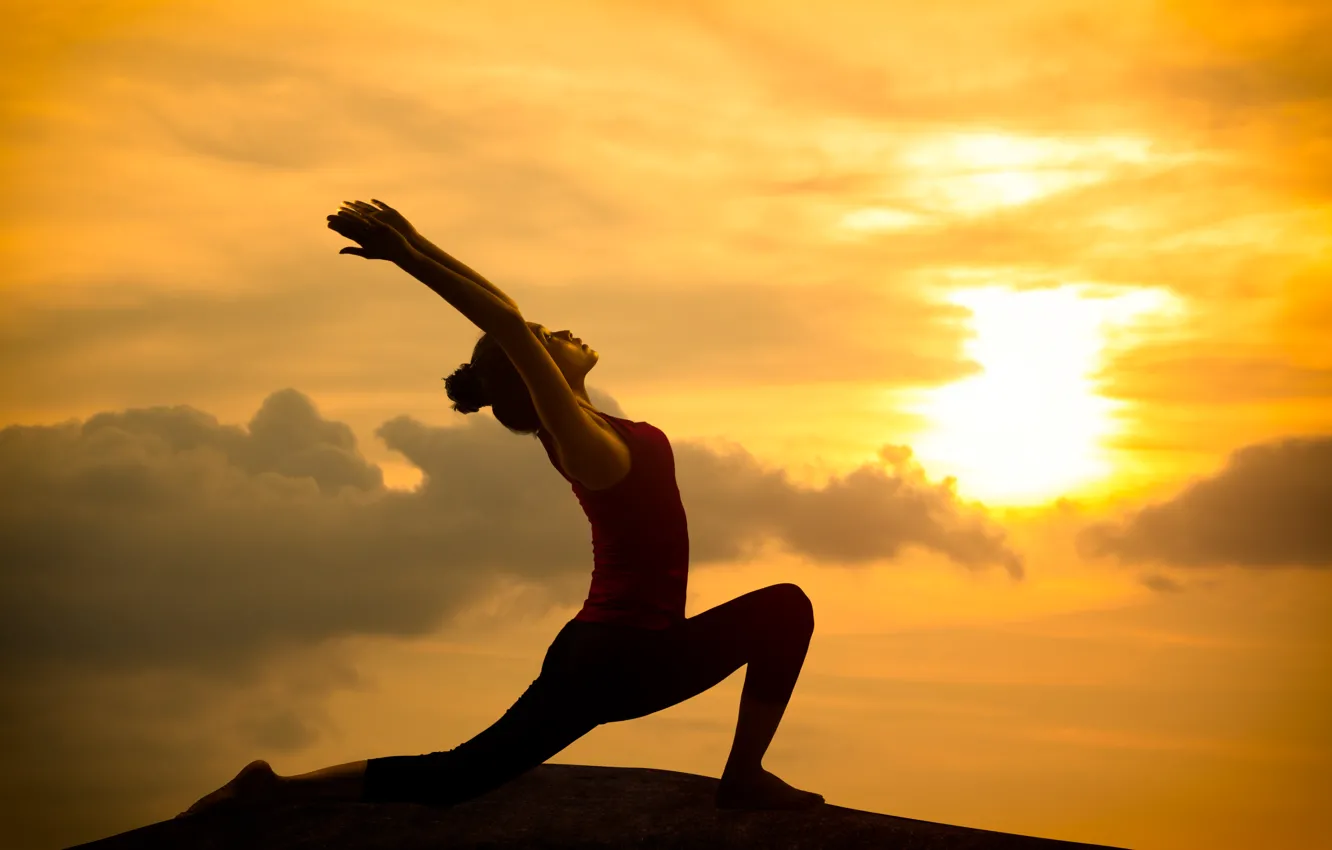 Фото обои light, orange, pose, yoga