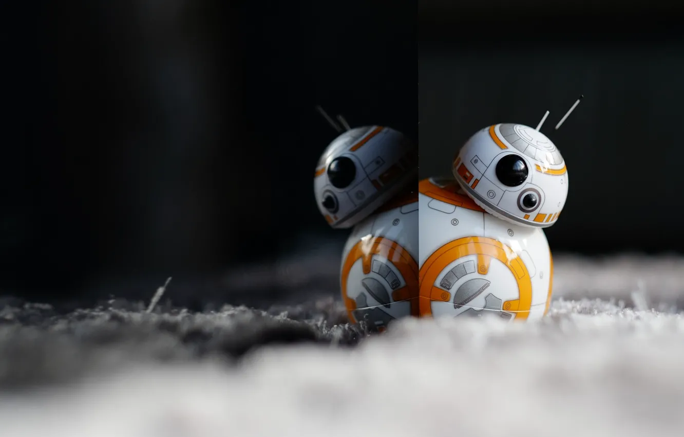 Фото обои отражение, игрушка, робот, дроид, BB-8