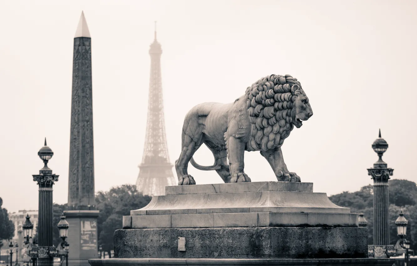 Фото обои город, париж, лев, статуя, франция, памятники