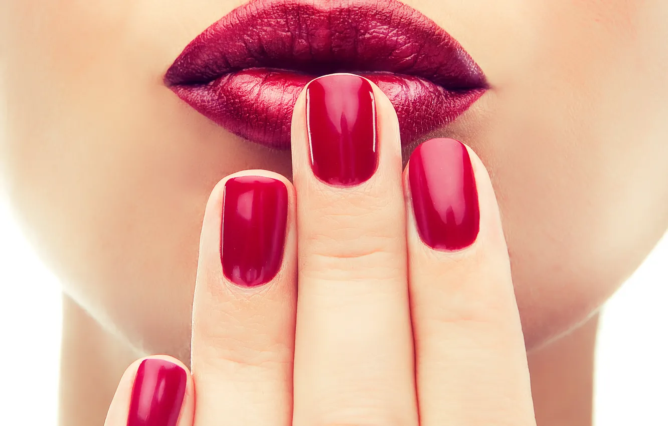 Фото обои hands, nail, nails, fingers, mouth, makeup