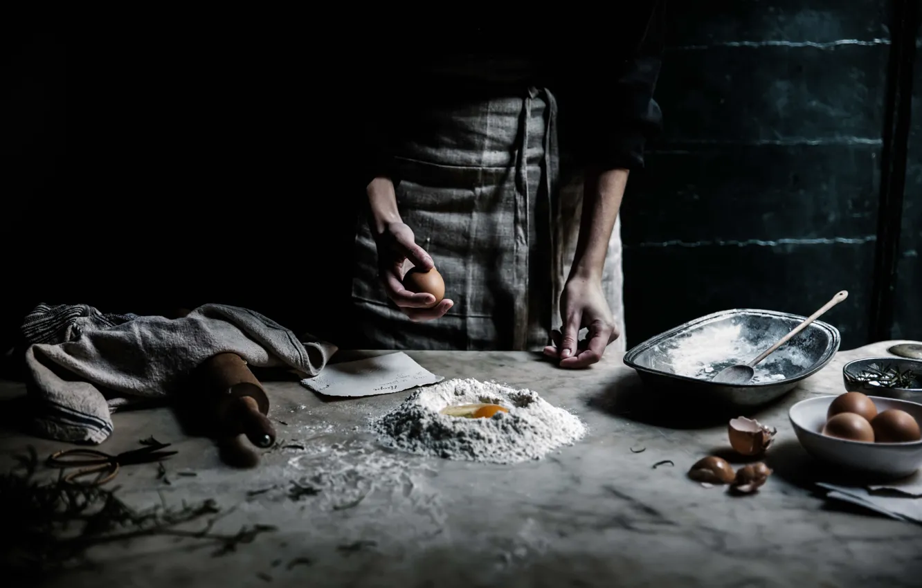 Фото обои eggs, pasta, wheat flour, chef