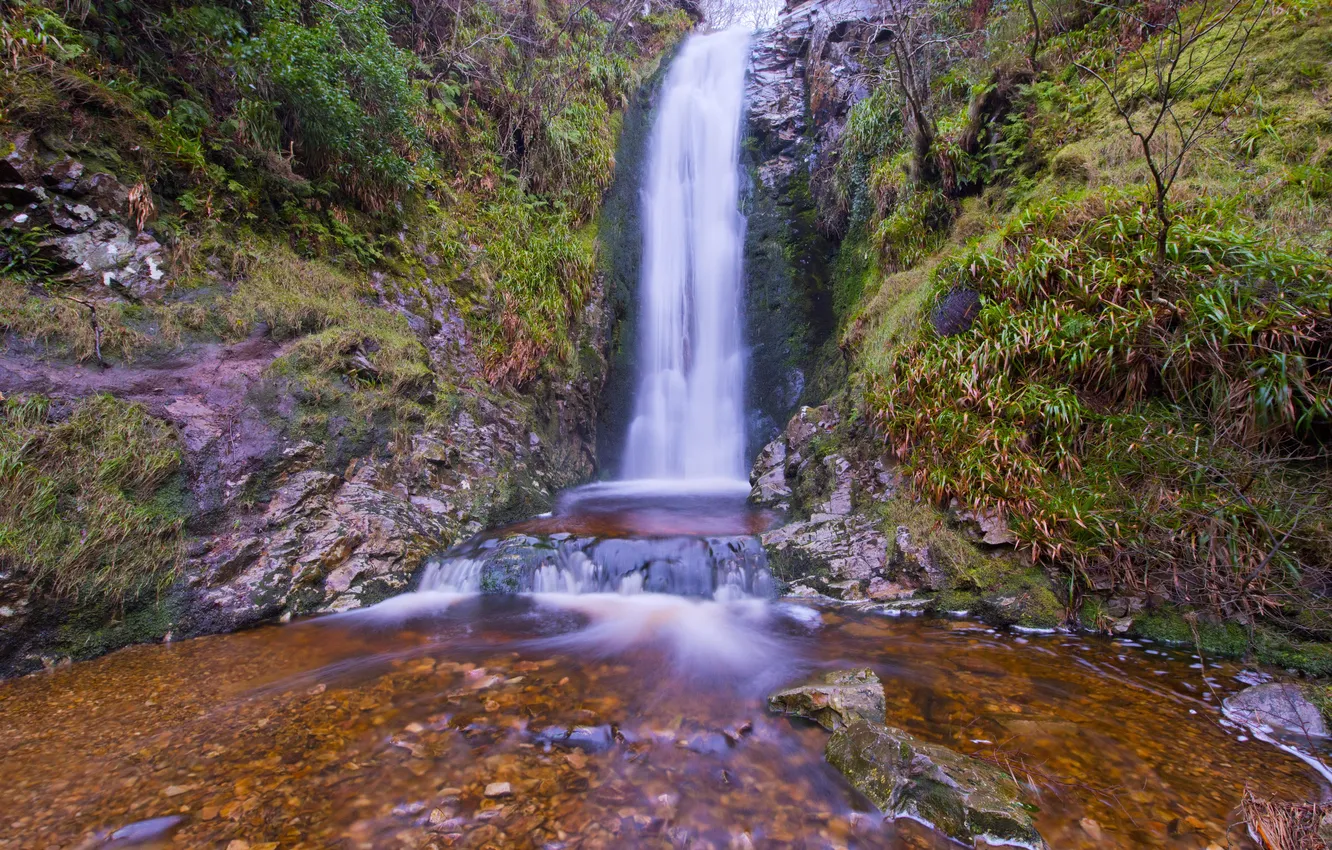 Фото обои камни, обрыв, водопад, Ирландия, Glenevin Waterfall, Clonmany