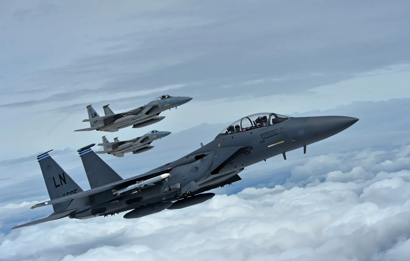 Фото обои истребители, F-15E Strike Eagle, McDonnell Douglas, F-15C Eagle