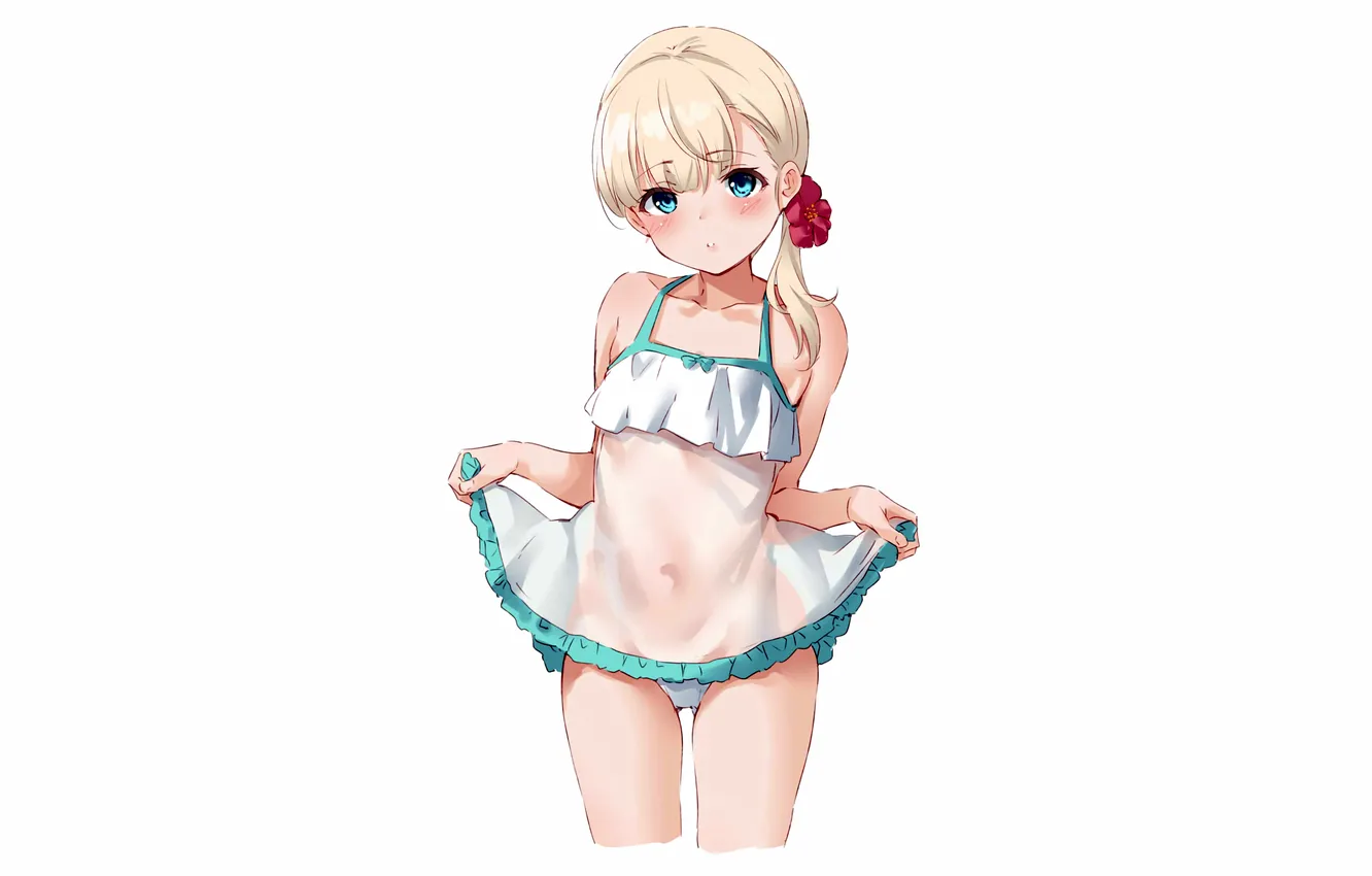Фото обои girl, sexy, lingerie, pantsu, panties, flower, dress, anime