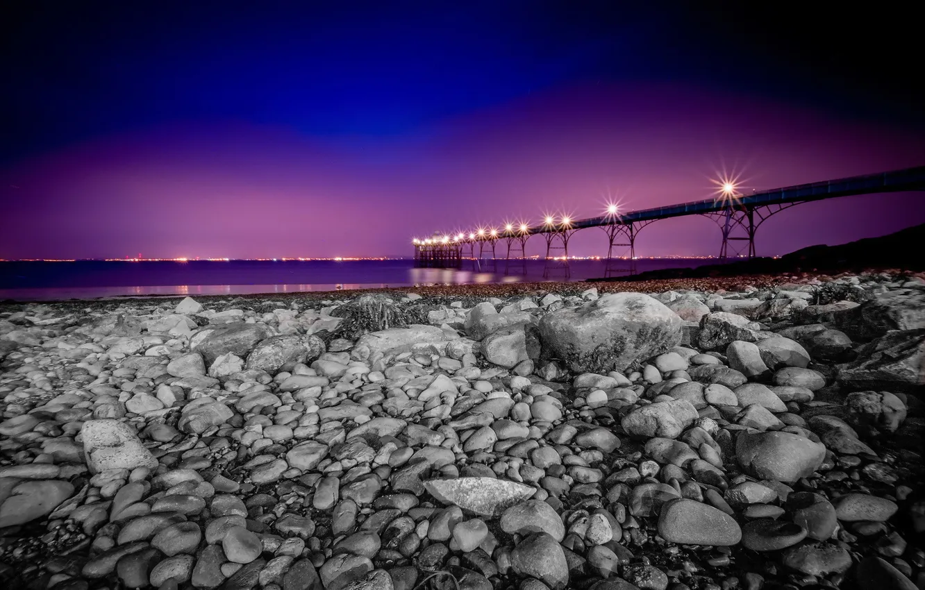 Фото обои пейзаж, Night, Clevedon Pier