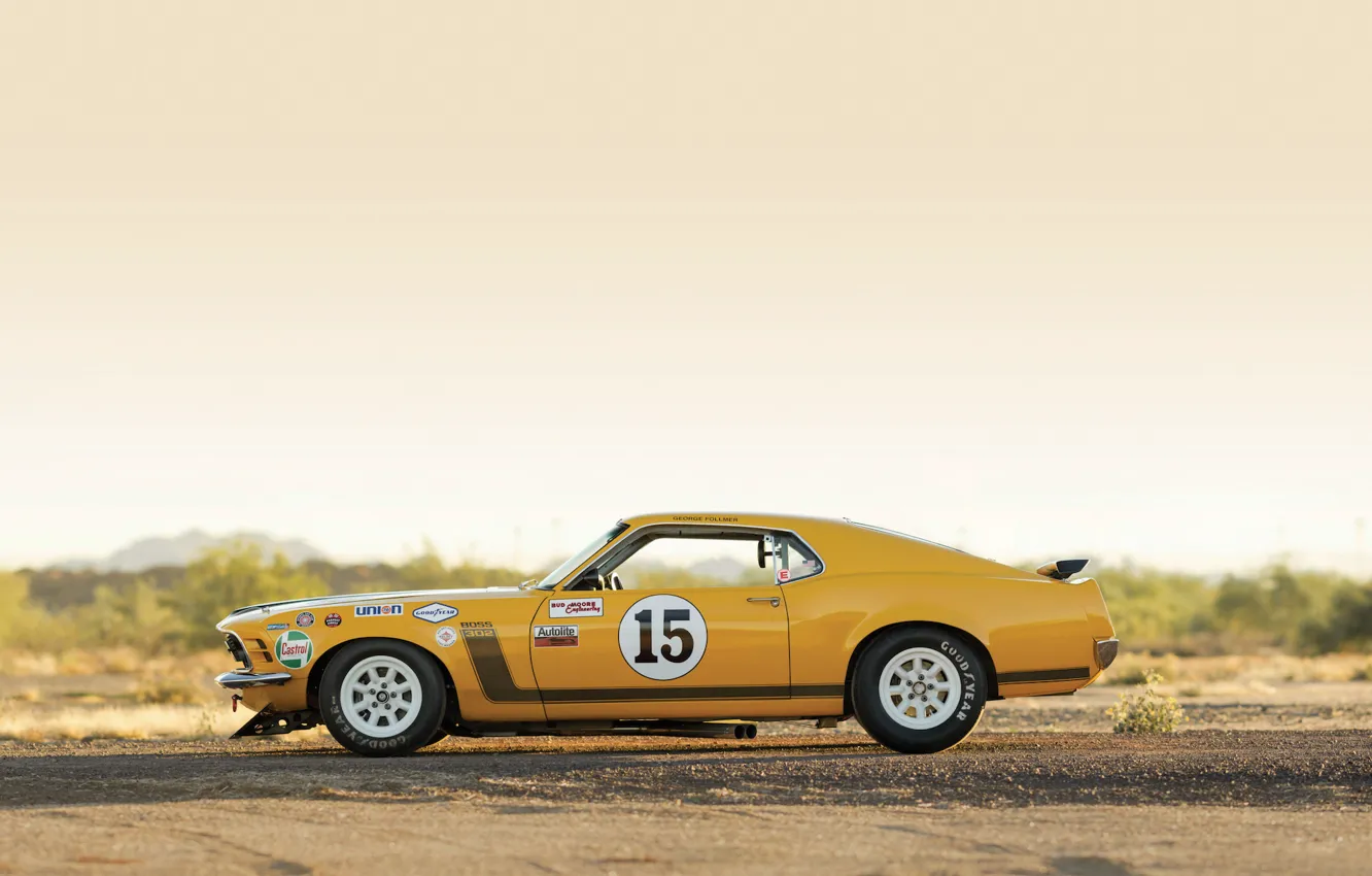 Фото обои Mustang, Ford, Boss 302, Race, 1970, Legend, Muscle car, TransAm