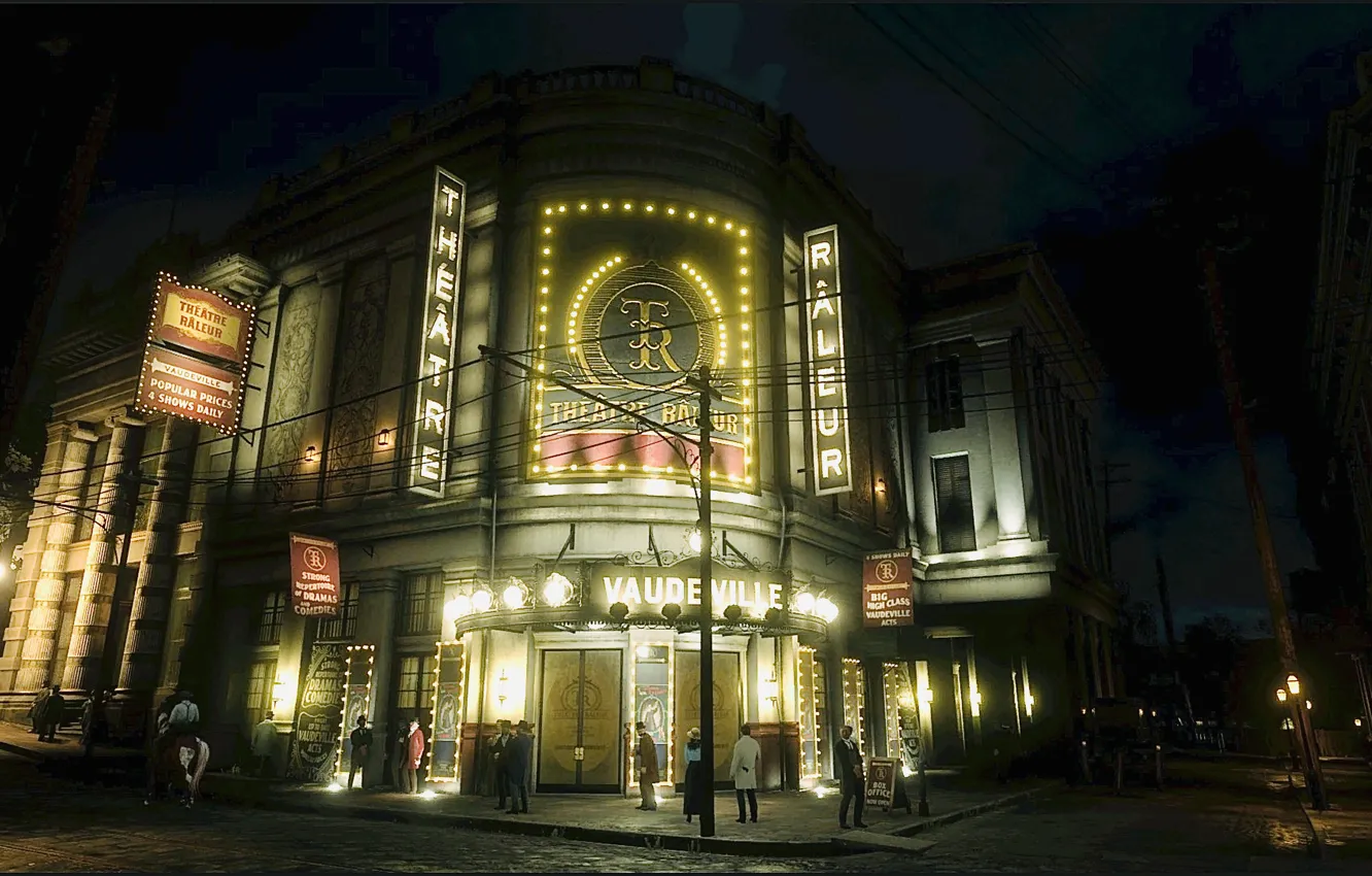 Фото обои HDR, Clouds, Lights, Night, Game, People, Theatre, UHD