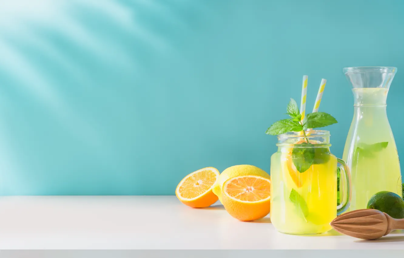Фото обои лимон, апельсины, напиток, лимонад