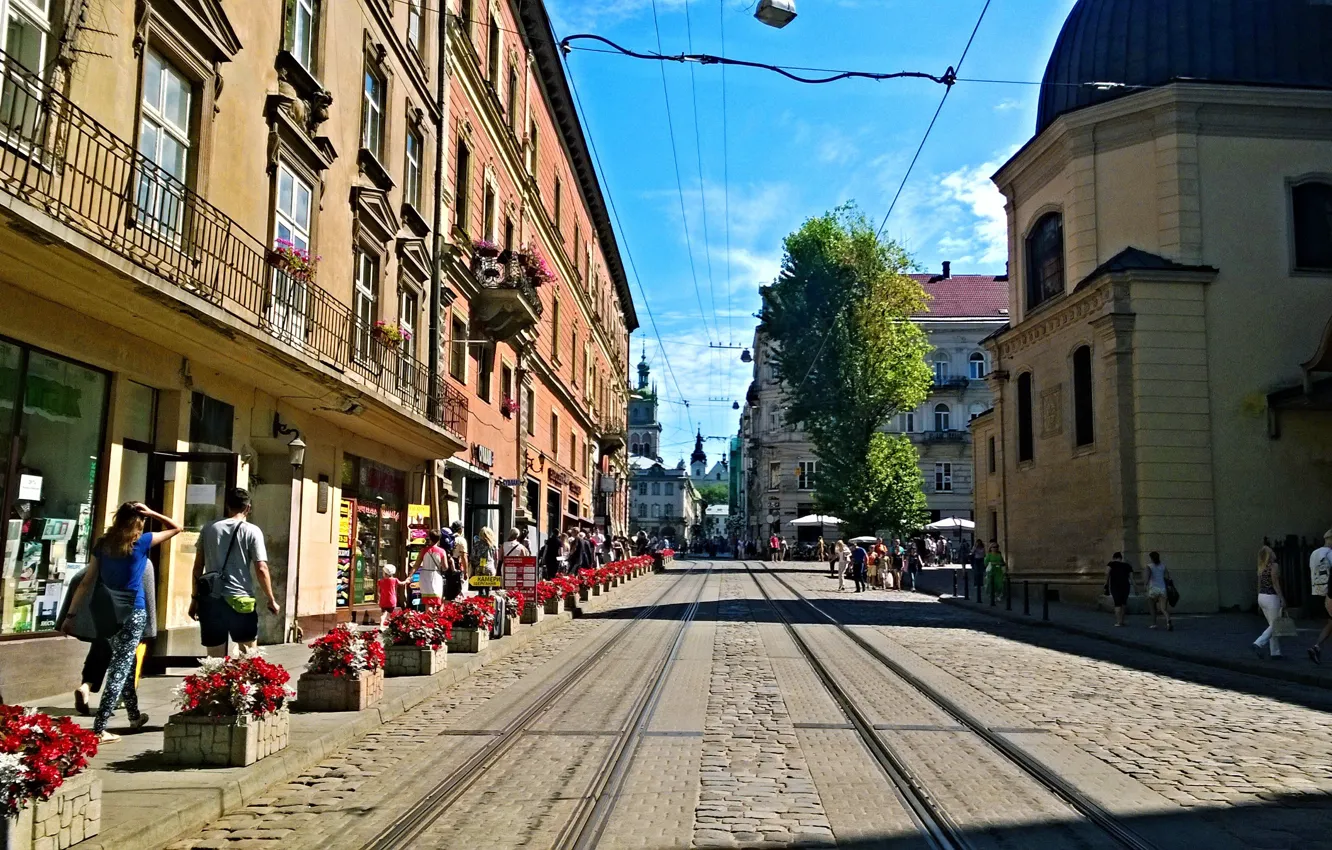 Фото обои город, улица, Львов