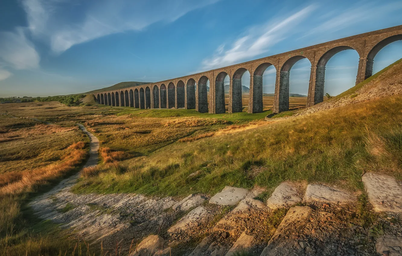Фото обои Англия, арка, тропинка, виадук, Ribblehead