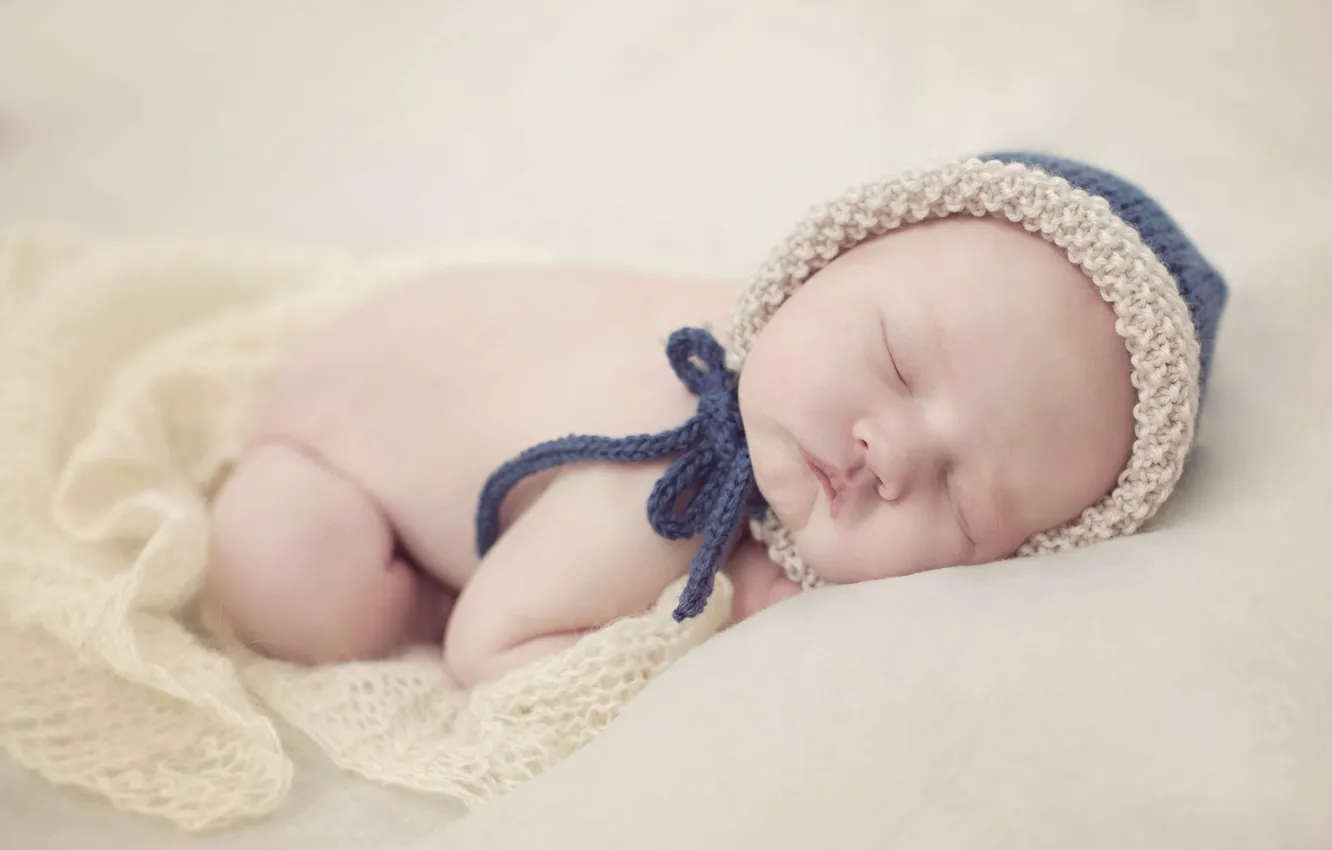 Фото обои сон, малыш, спит, шапочка, младенец