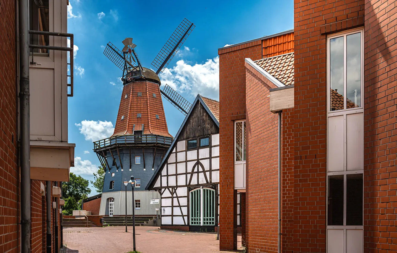 Фото обои дома, Германия, мельница, Peine