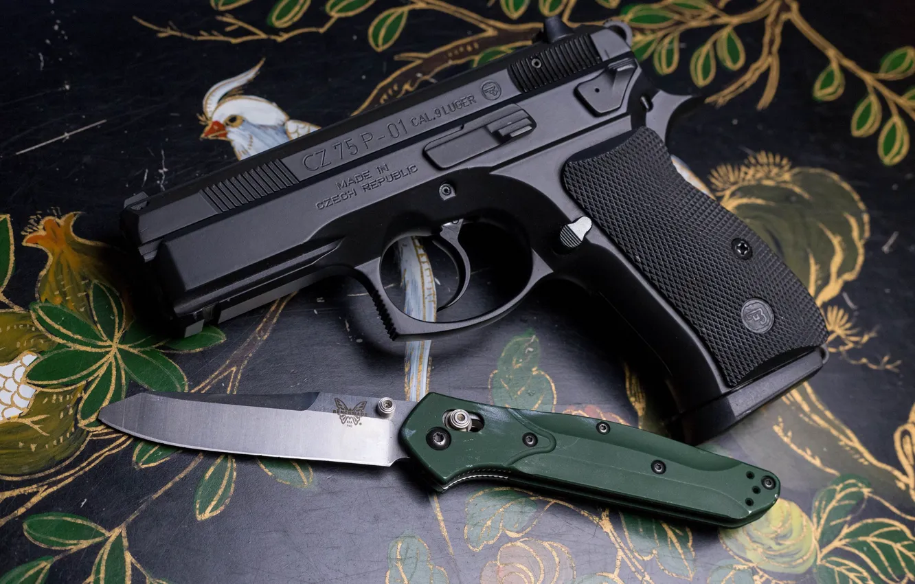 Фото обои пистолет, фон, нож