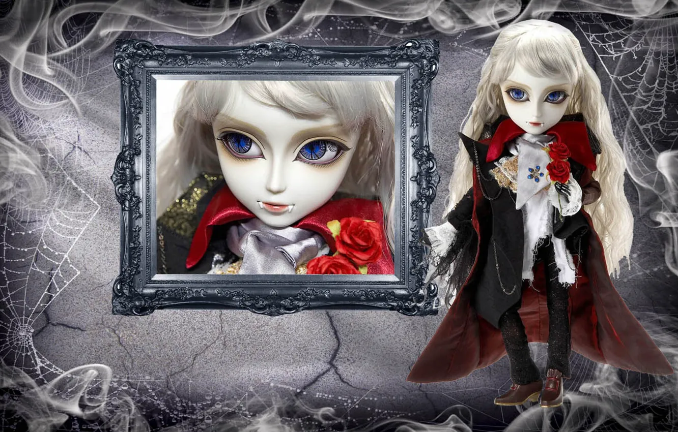 Фото обои роза, кукла, вампир, готик