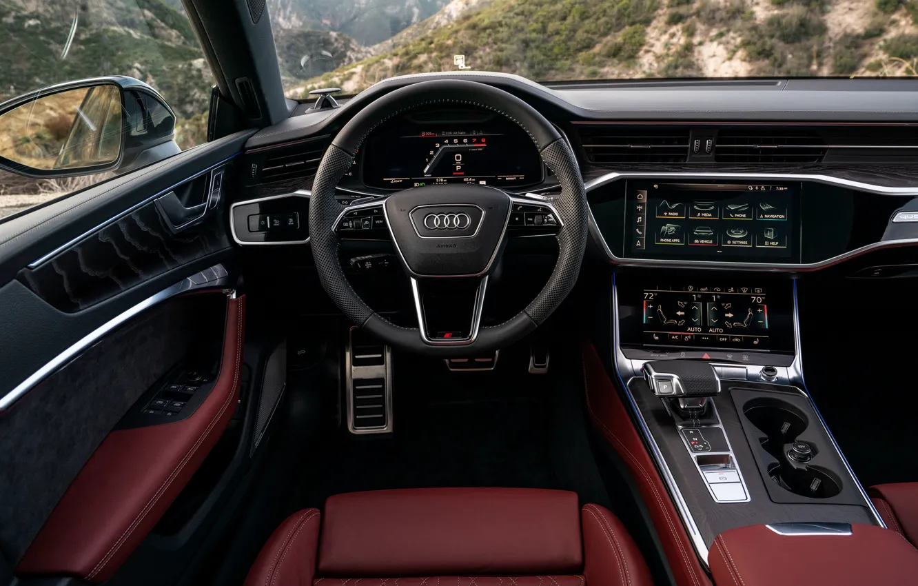 Фото обои Audi, интерьер, седан, салон, Audi A6, 2020, Audi S6, US-version