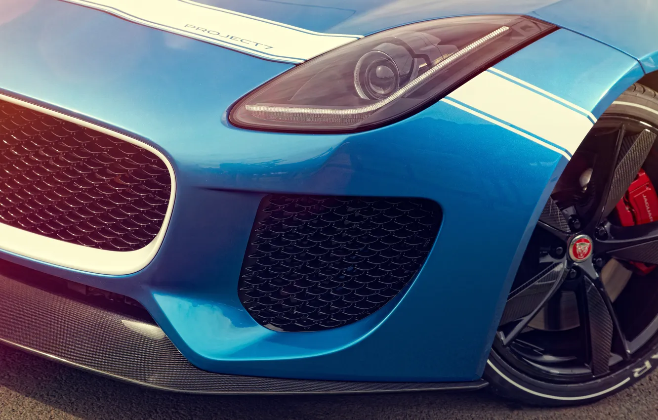 Фото обои Concept, макро, Jaguar, фара, ягуар, перед, Project 7