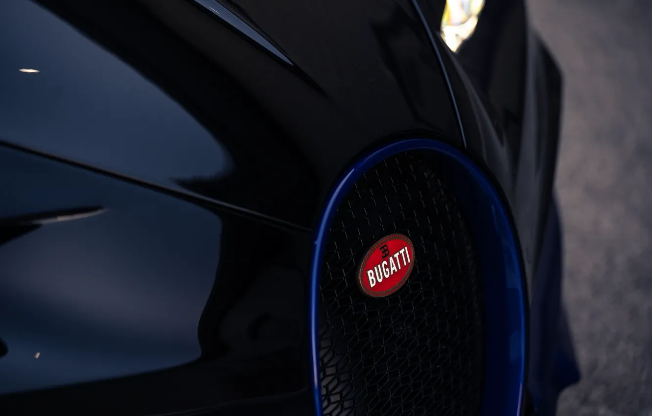 Фото обои Bugatti, logo, badge, Chiron, Bugatti Chiron