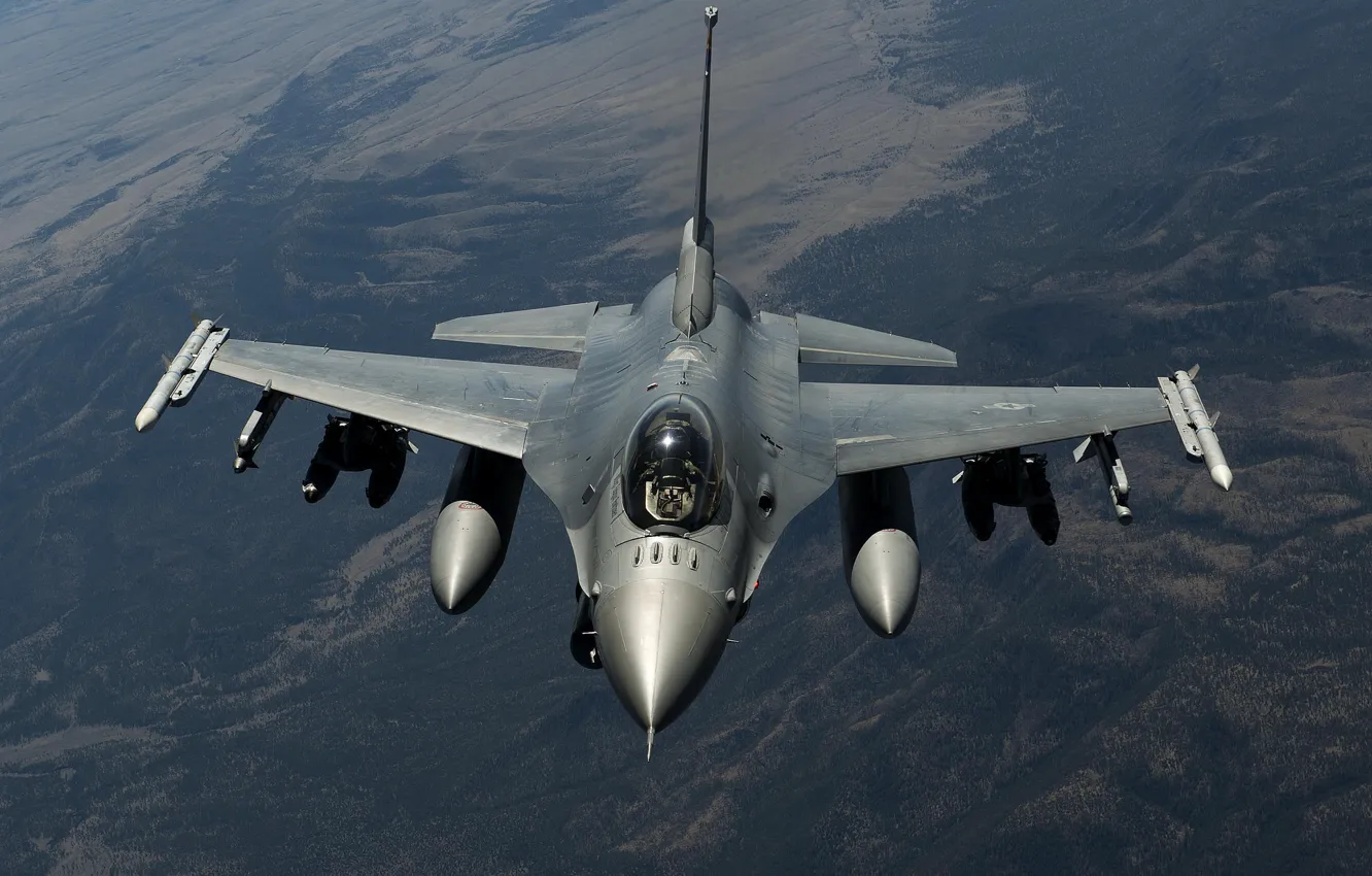 Фото обои истребитель, полёт, F-16, Fighting Falcon, многоцелевой, «Файтинг Фалкон»