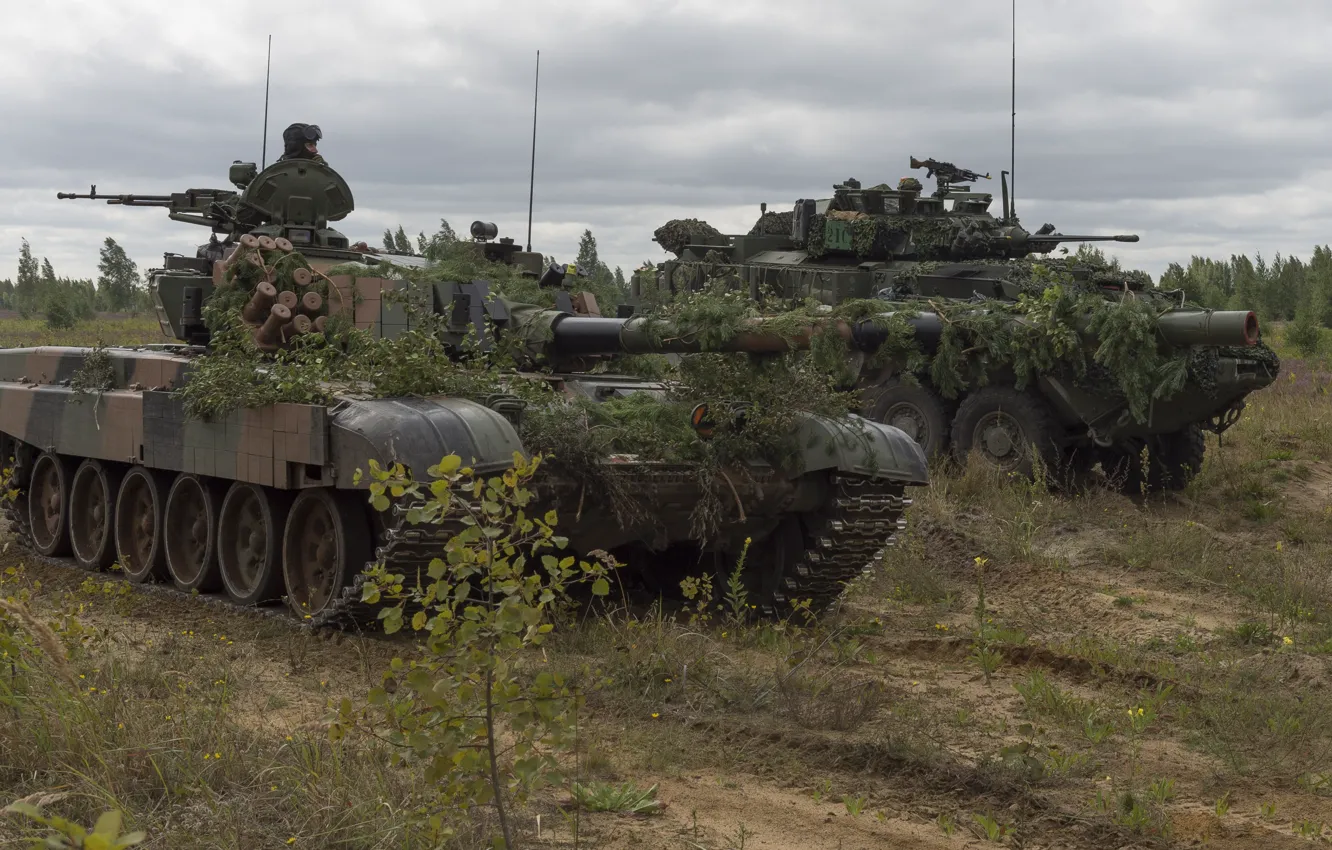 Фото обои танк, полигон, бронетехника, маневры