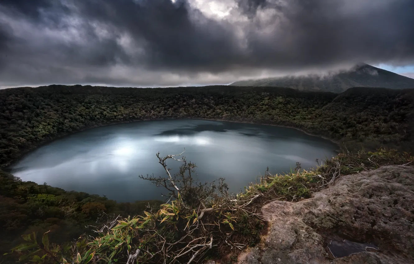 Фото обои природа, озеро, вулкан