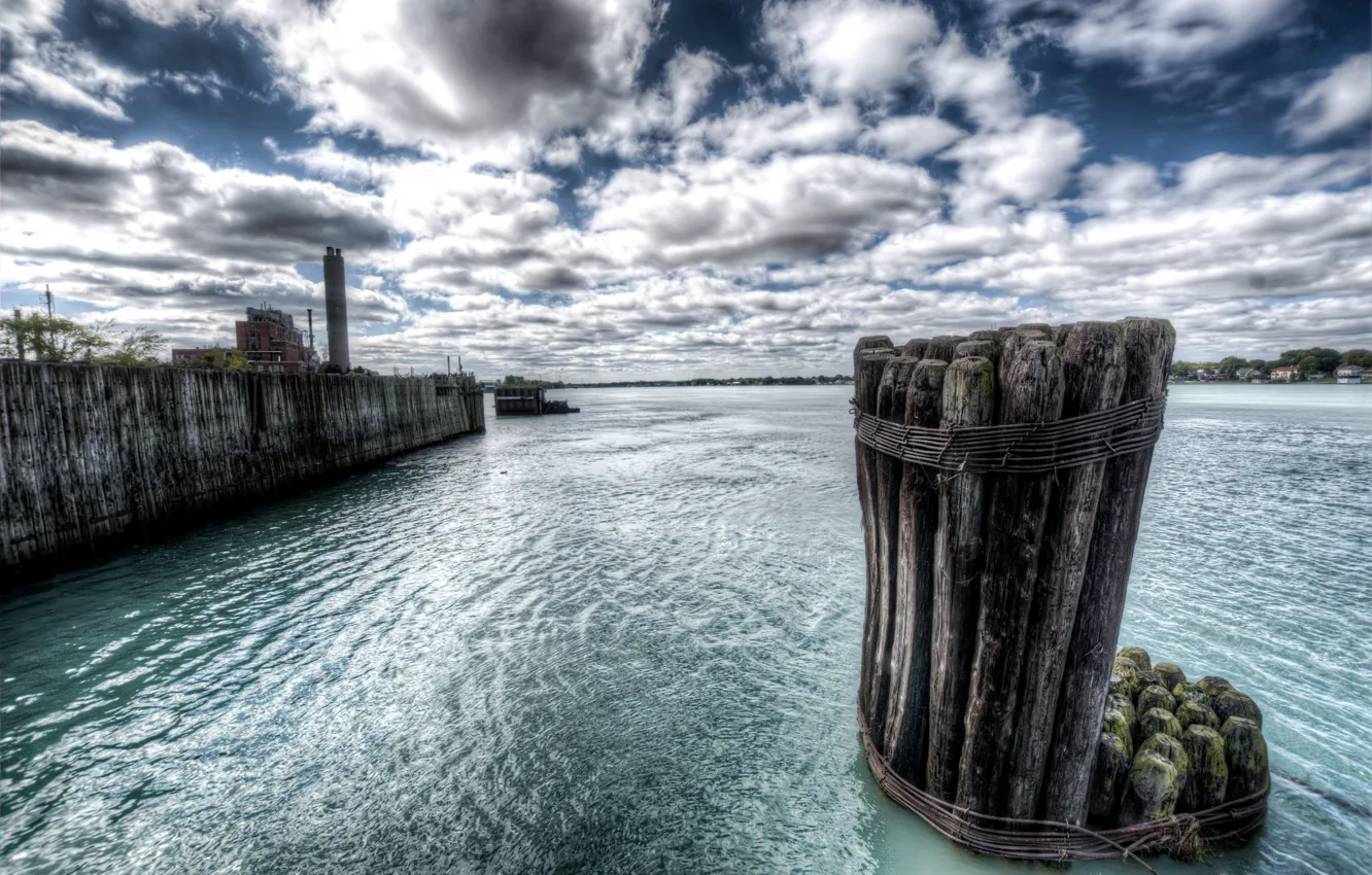 Фото обои море, небо, порт