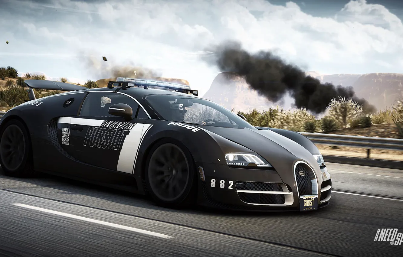 Фото обои Bugatti Veyron, Need for Speed, nfs, police, 2013, pursuit, Rivals, NFSR