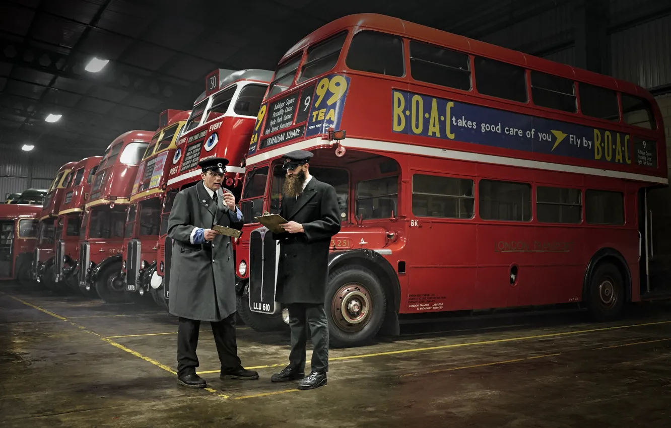 Фото обои ретро, Англия, автобусы