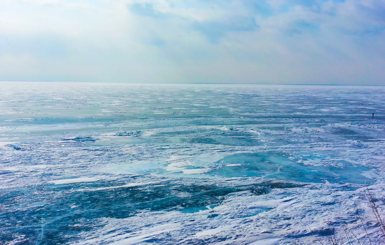 Фото обои лед, солнце, озеро, Байкал