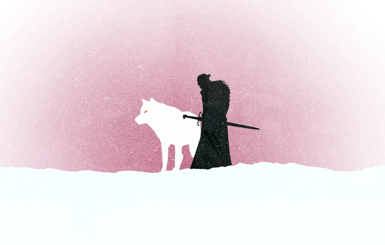 Фото обои снег, волк, минимализм, призрак, сериал, ghost, minimalism, snow