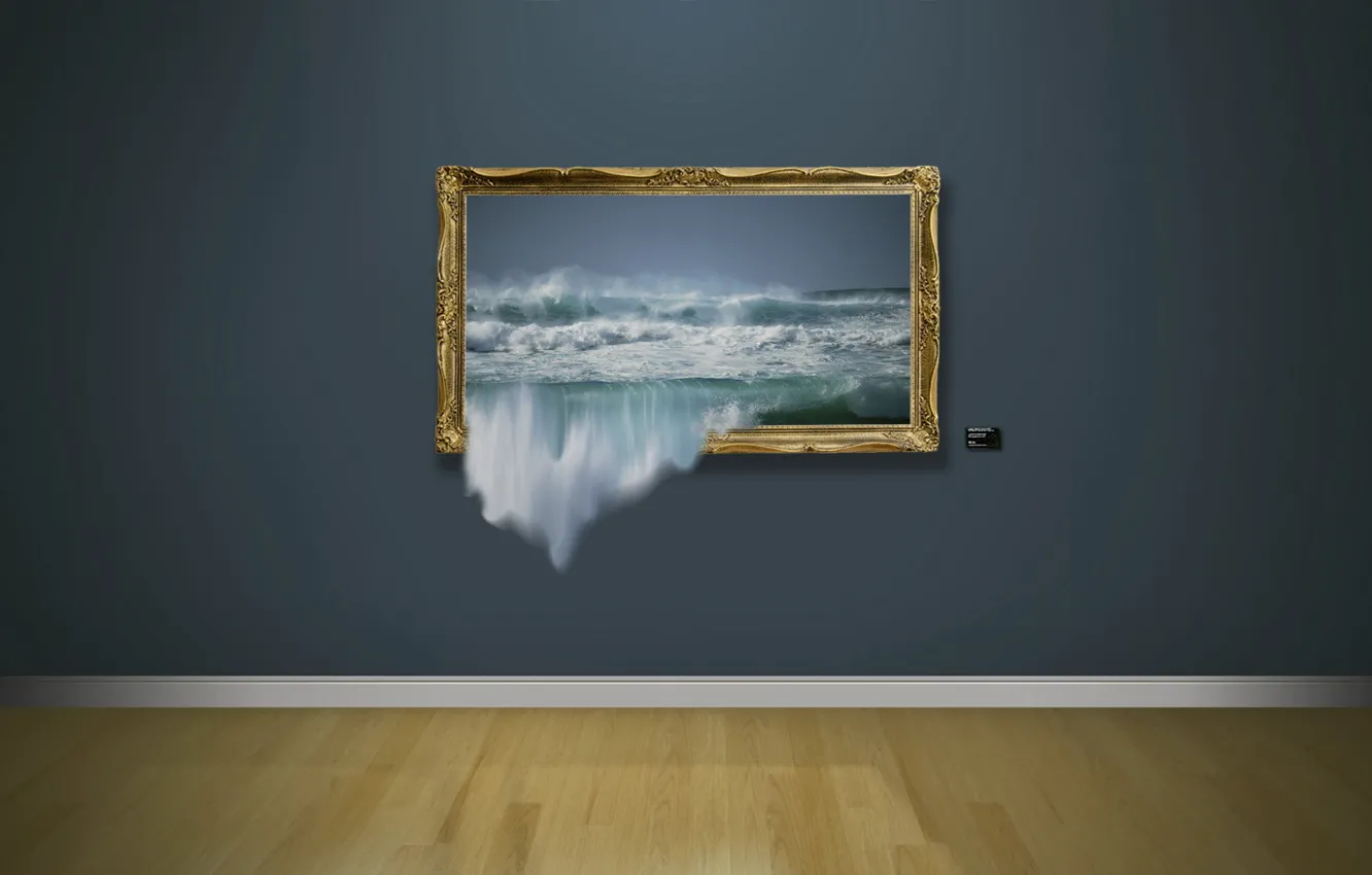 Фото обои волны, стена, картина