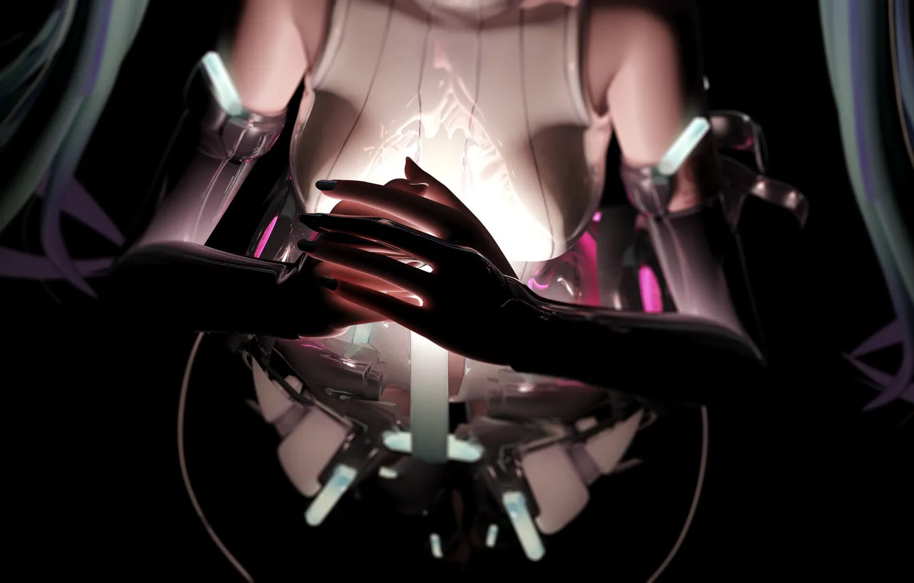 Фото обои девушка, свет, арт, vocaloid, hatsune miku, вокалоид, miku append