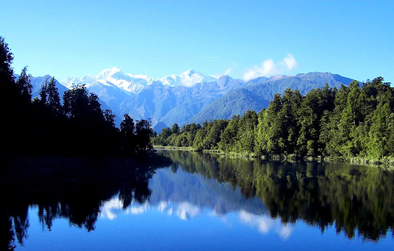 Фото обои лес, пейзаж, природа, озеро, отражение